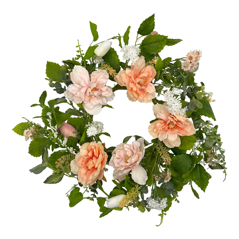 Pink Peony & Foliage Florals Candle Ring