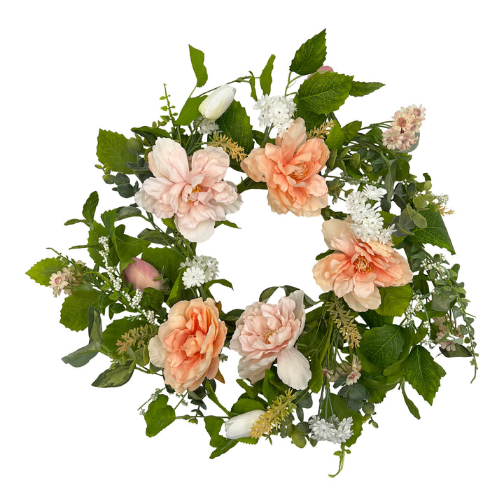 Pink Peony & Foliage Florals Candle Ring