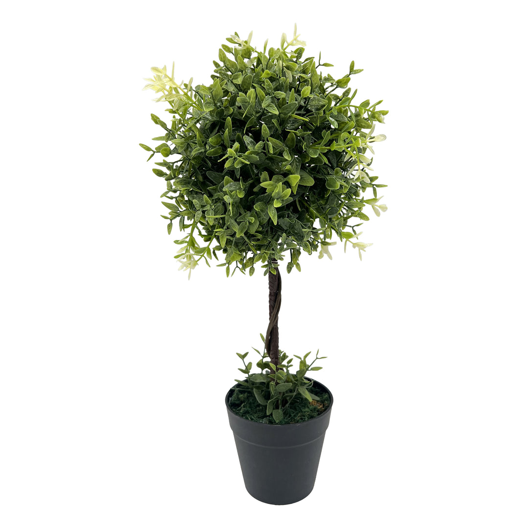 Faux Boxwood Topiary in Plastic Pot 17 Inch Height
