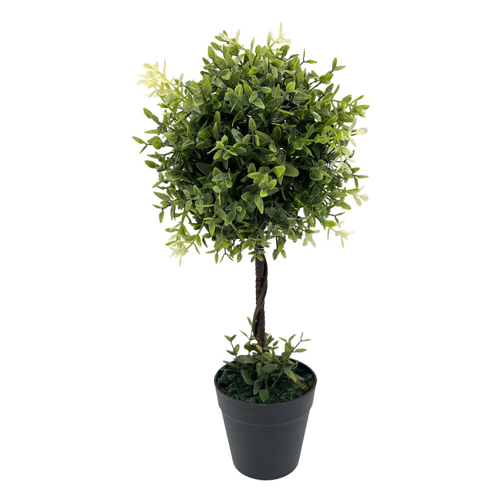 Faux Boxwood Topiary in Plastic Pot 17 Inch Height