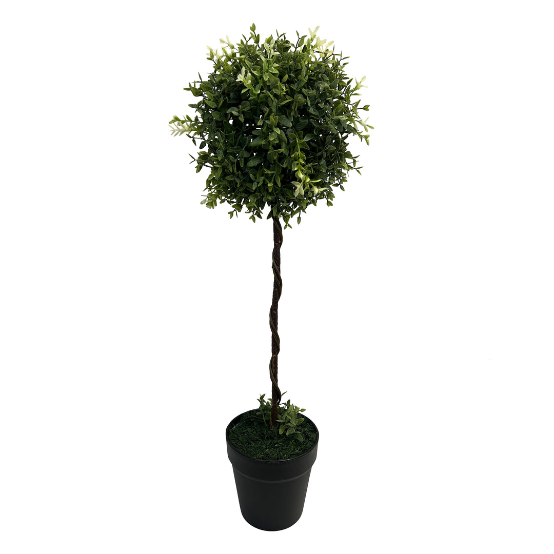 Faux Boxwood Topiary in Plastic Pot 27 Inch Height
