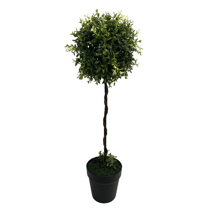 Faux Boxwood Topiary in Plastic Pot 27 Inch Height