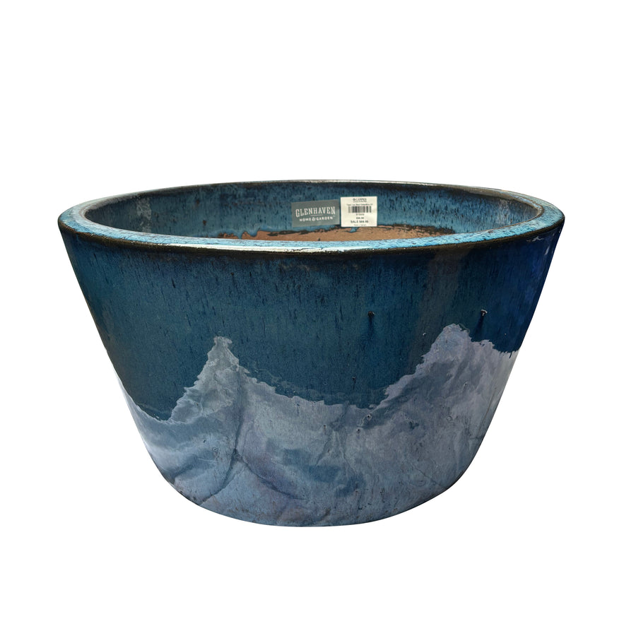 Tapered Low Bowl Pot Blue