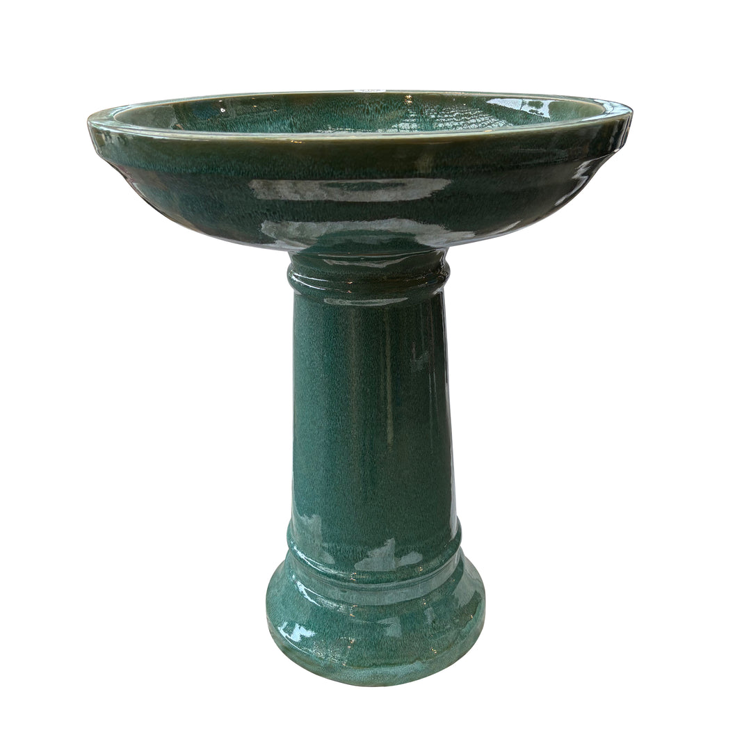 Ceramic Bird Bath 23" Moss Green