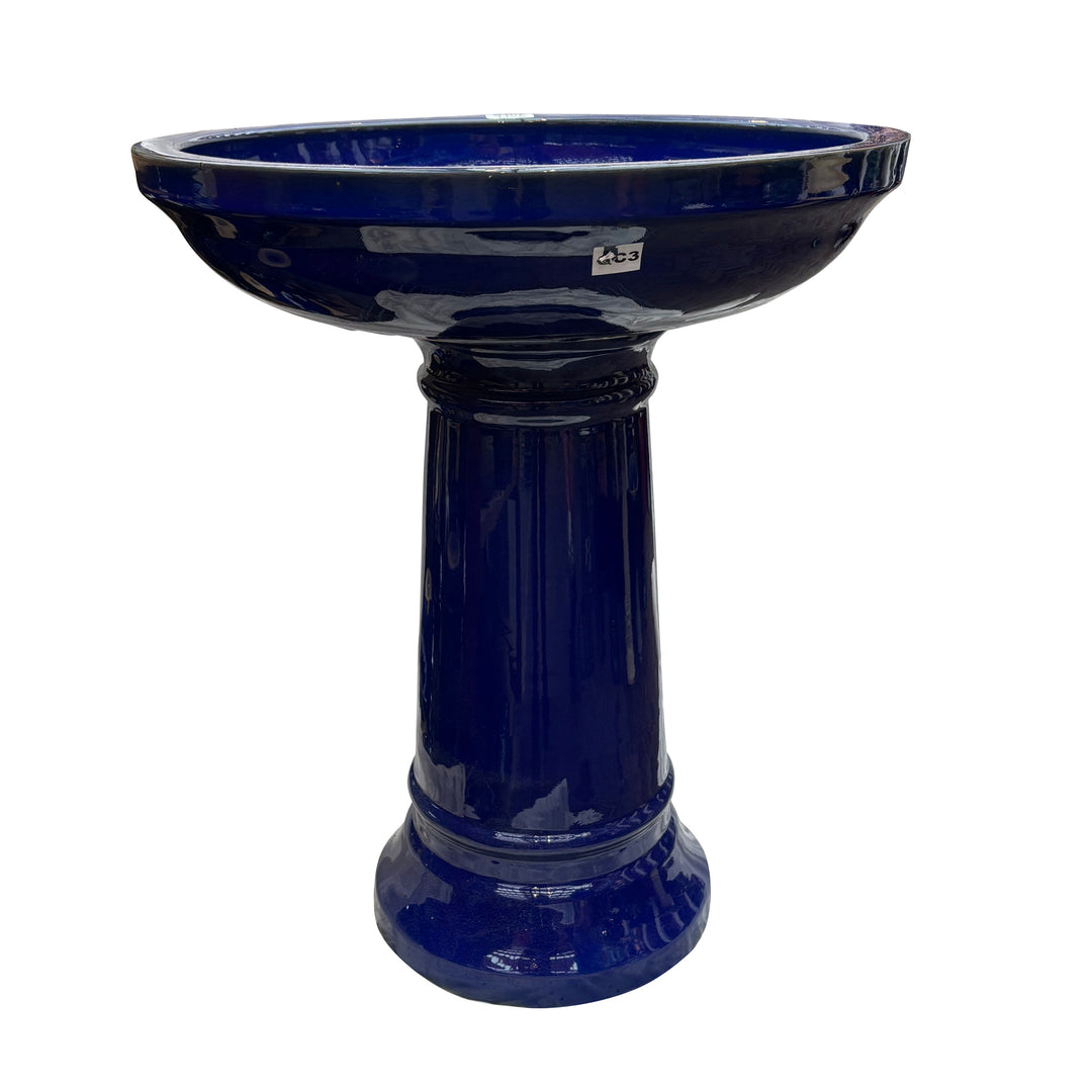 Ceramic Bird Bath 23" Falling Blue