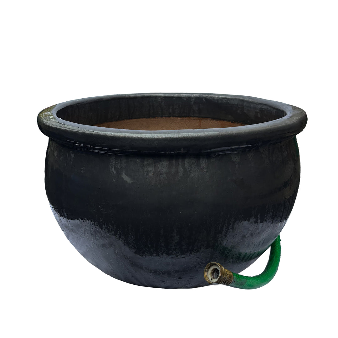 black ceramic flower pot Ceramic Hose Holder Pot – Gasper Home & Garden