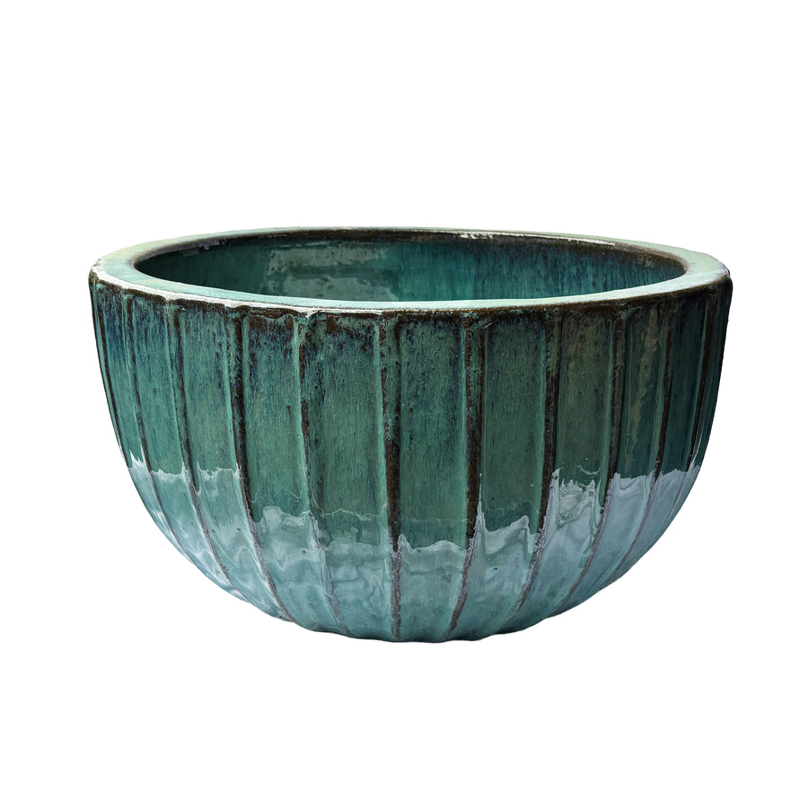 Vertical Striped Aqua Bowl Jade