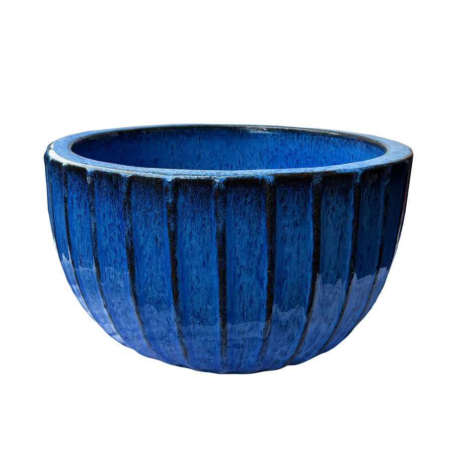 Vertical Striped Aqua Bowl
