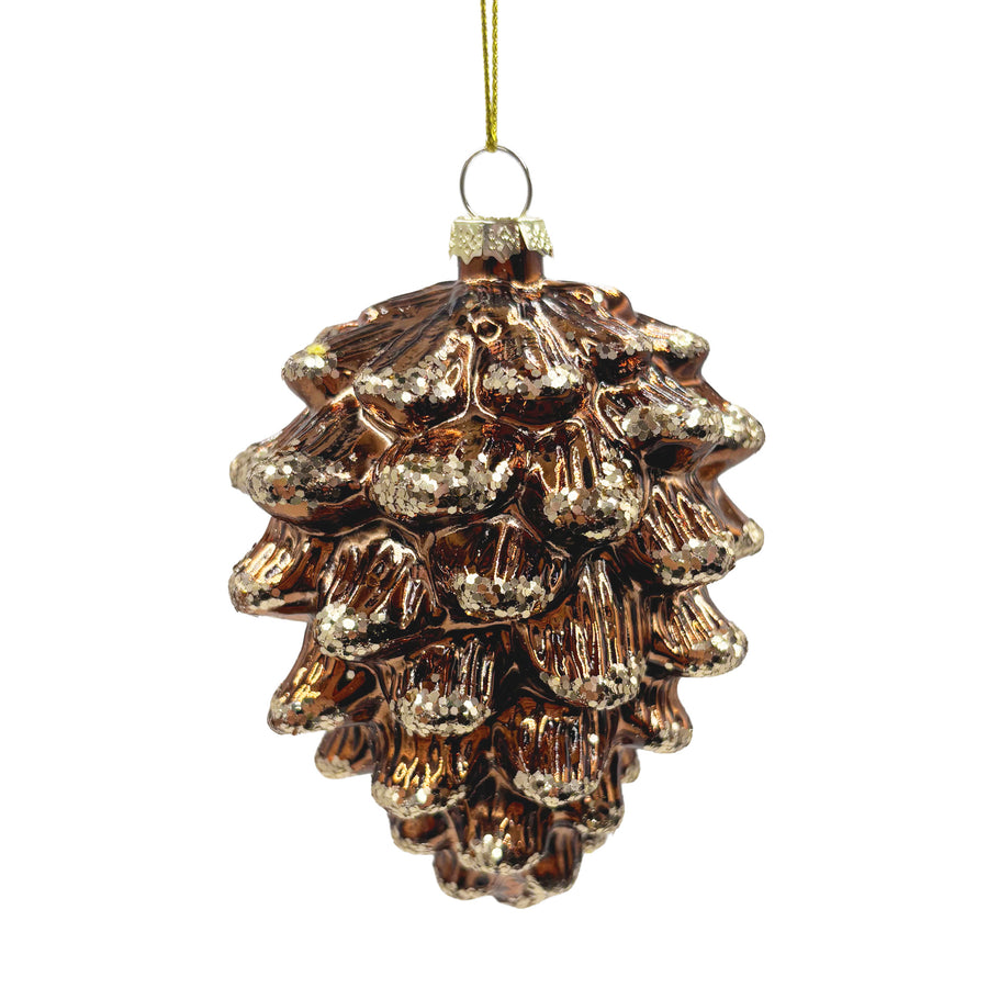 Dark Copper Glass Pinecone Ornament
