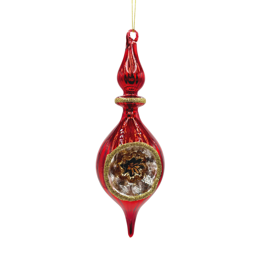Red & Gold Reflector Finial Ornament