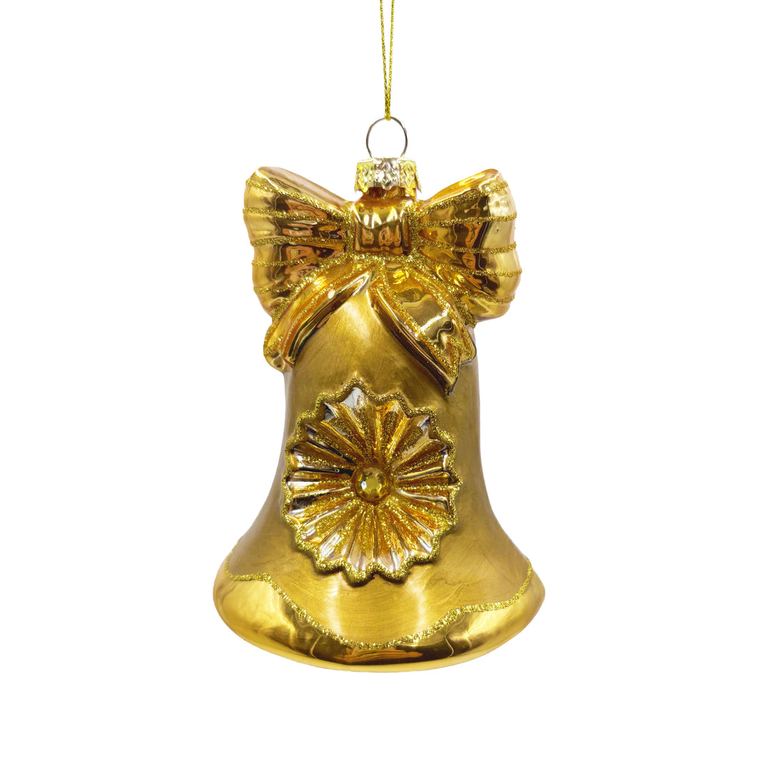 Gold Bell Ornament with Floral Detailing