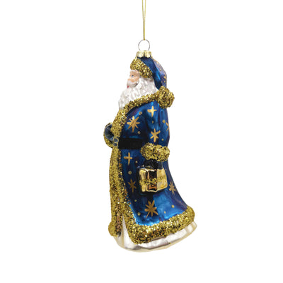 Blue & Gold Santa Ornament