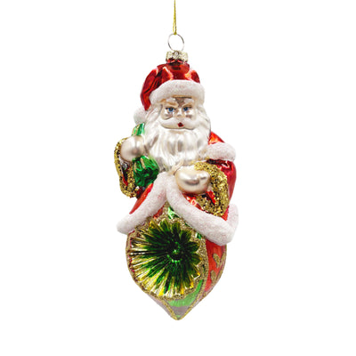 Glass Santa Reflector Ornament