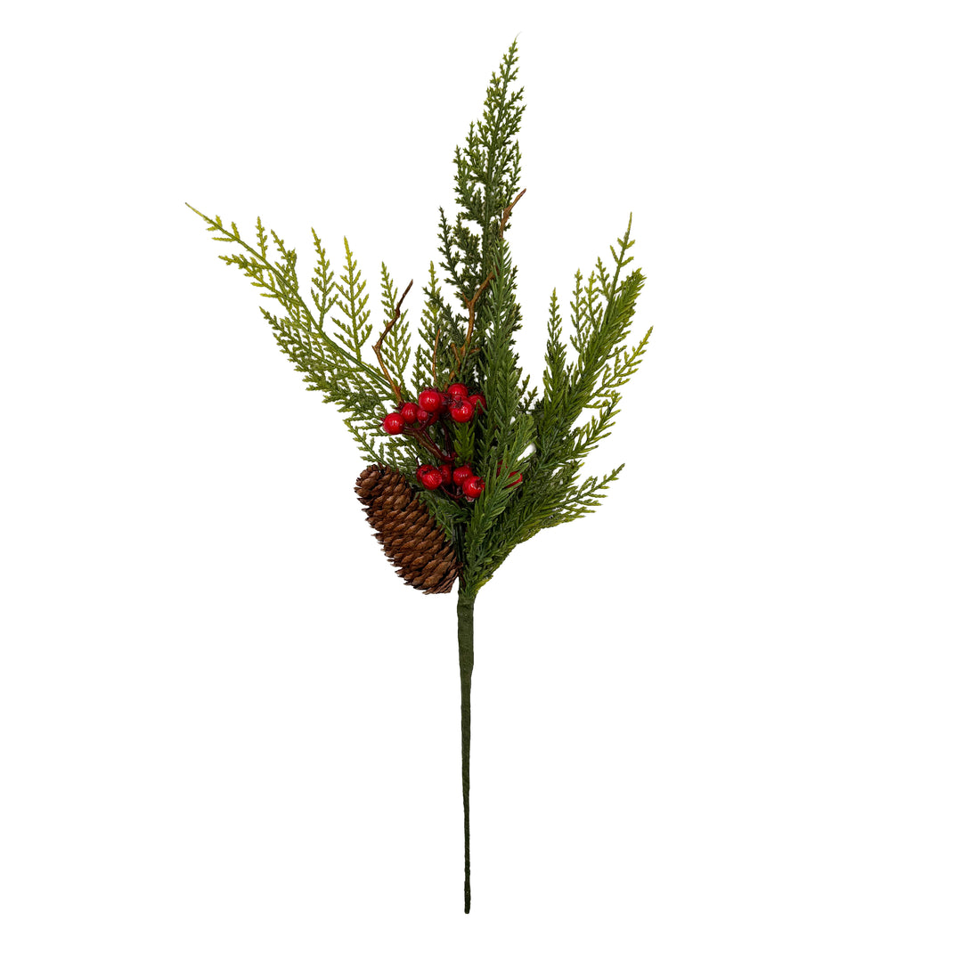 Real Touch Pine and Red Berry Spray