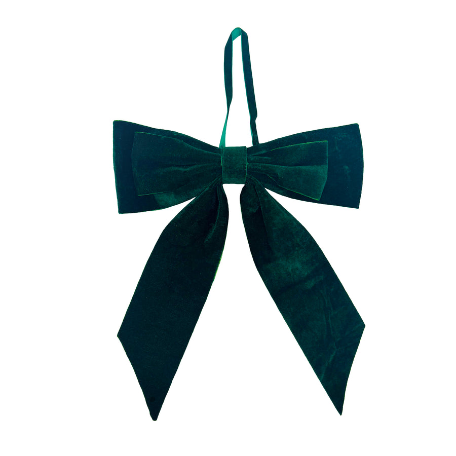 Green Double Loop Velvet Bow