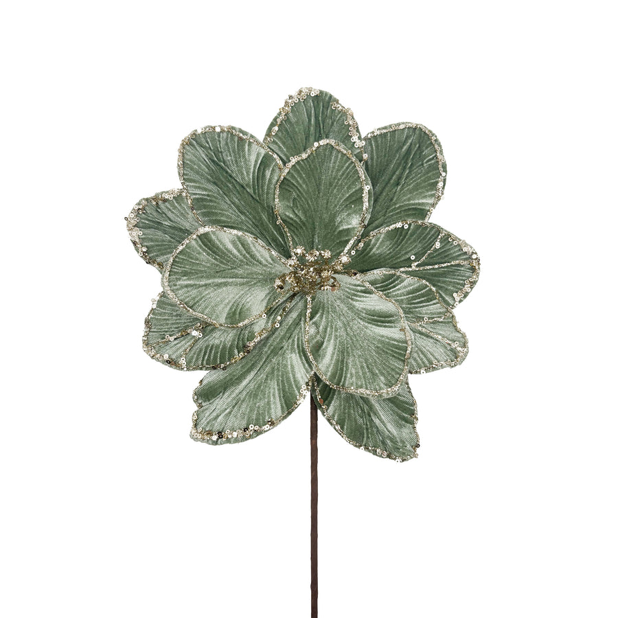 Sage Green Velvet Poinsettia Stem