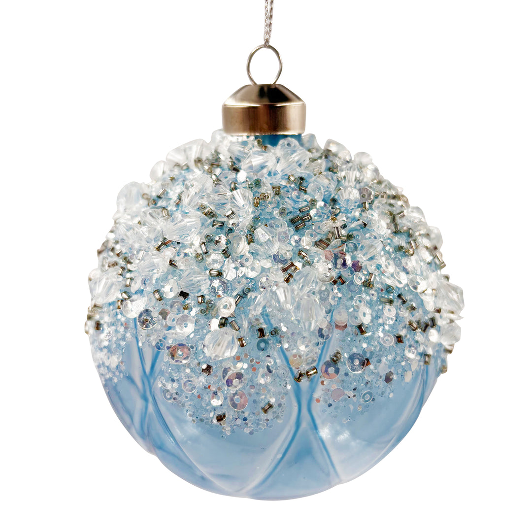 Glittered Blue Diamond Ball Ornament