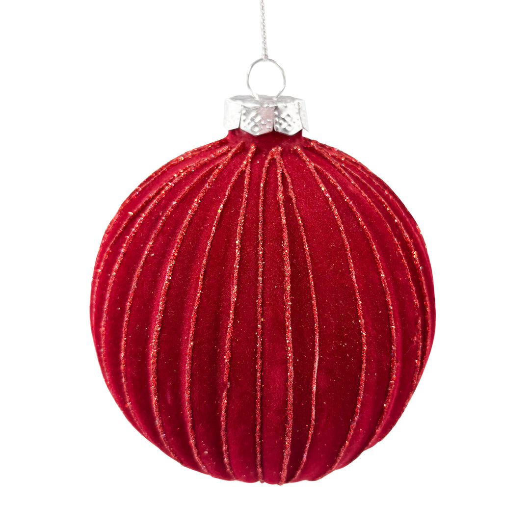 Red Ball Ornament with Red Glitter