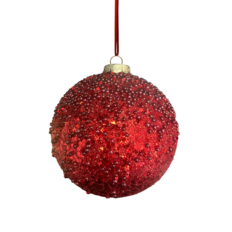 Red Glittered Ball Ornament