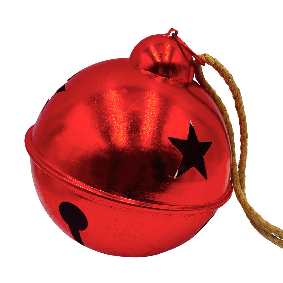 Red Metal Bell Ornament with Jute String