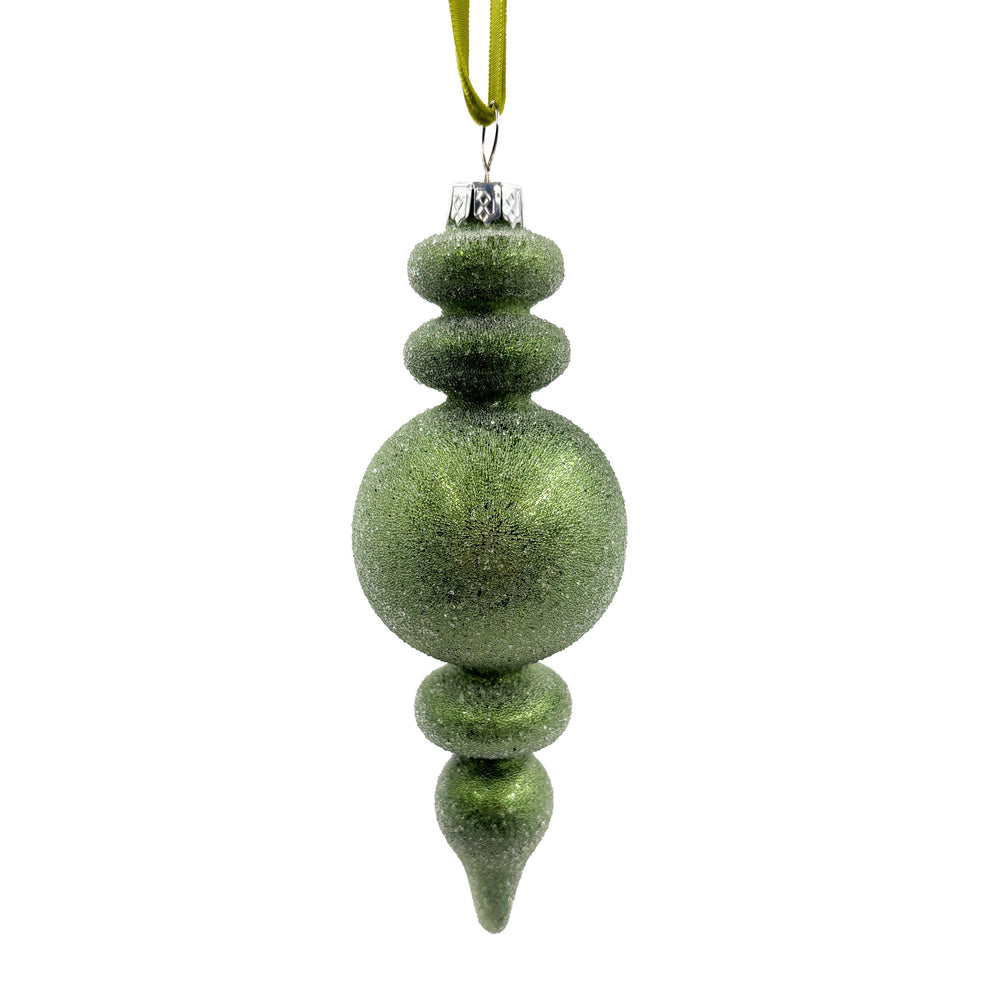 Frosted Teal Glass Ornament Finial