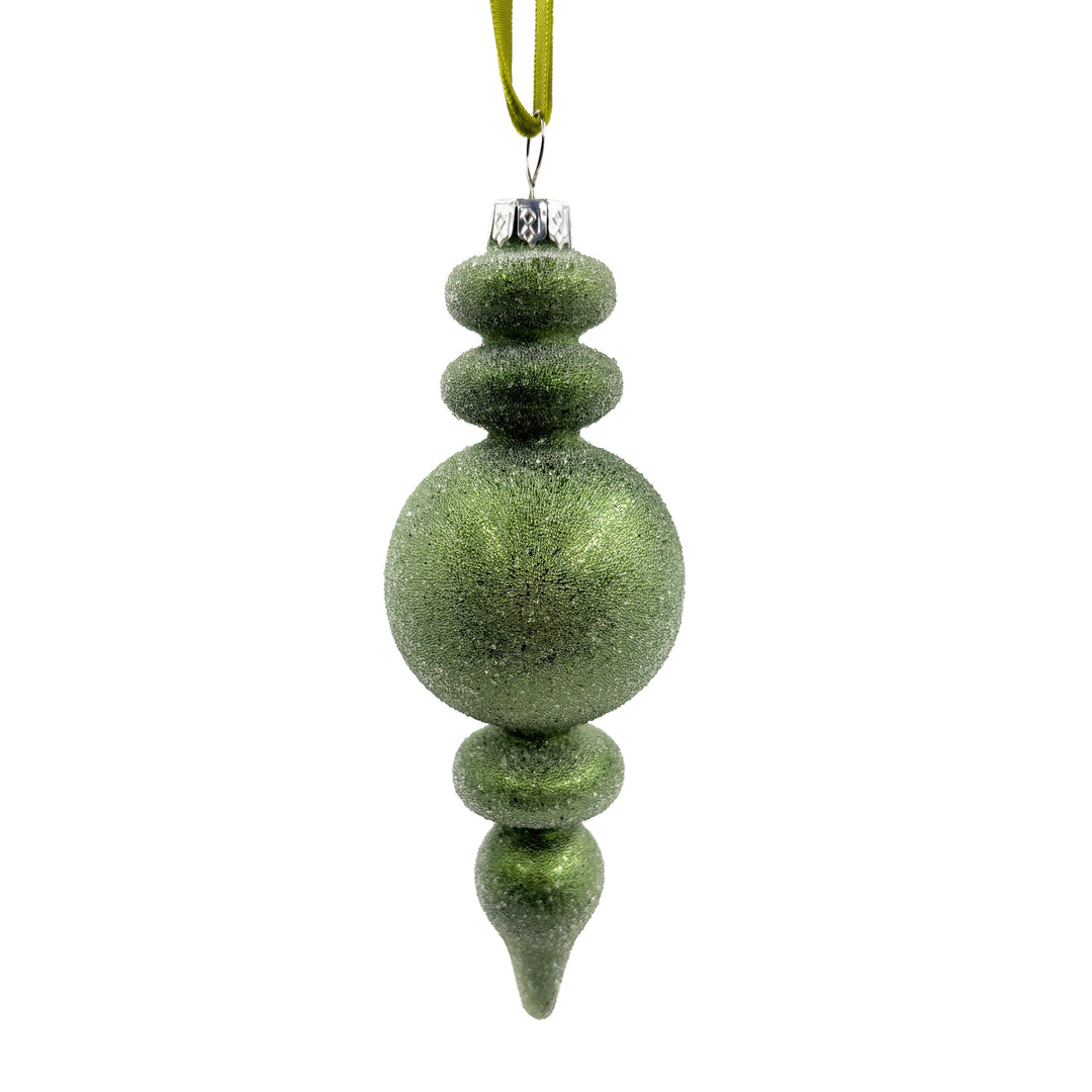 Frosted Teal Glass Ornament Finial
