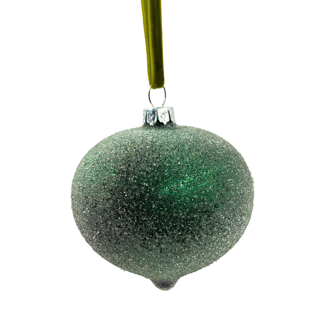 Frosted Teal Glass Ornament Onion