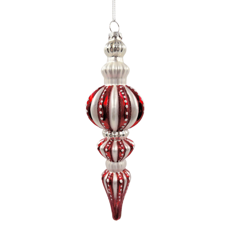 Red and White Finial Ornament