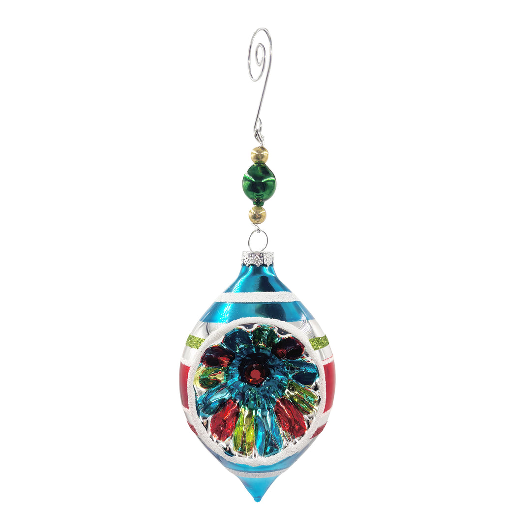 Glass Drop Reflector Ornament Red, Green, Blue