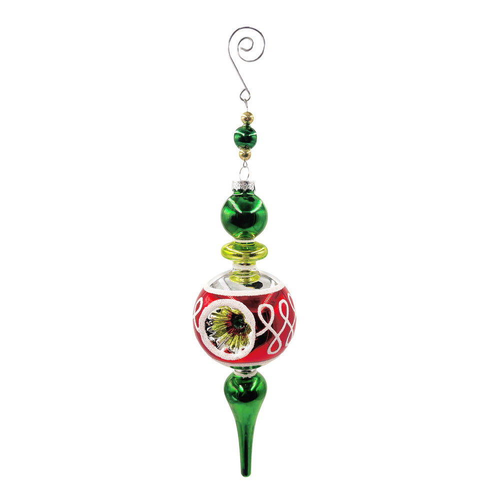 Glass Icicle Reflector Ornament Red, Green