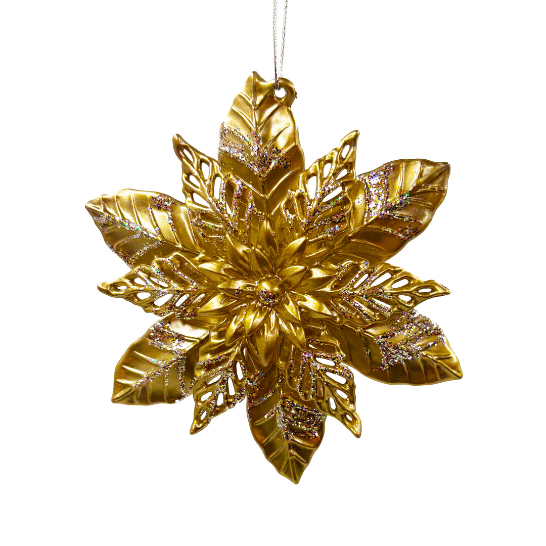 Gold Glittered Poinsettia Ornament