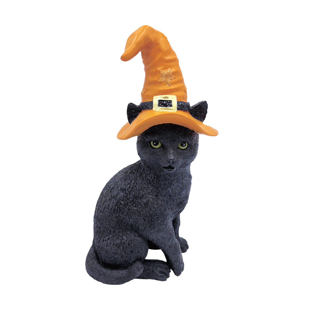 Black Cat with Witch Hat Figurine