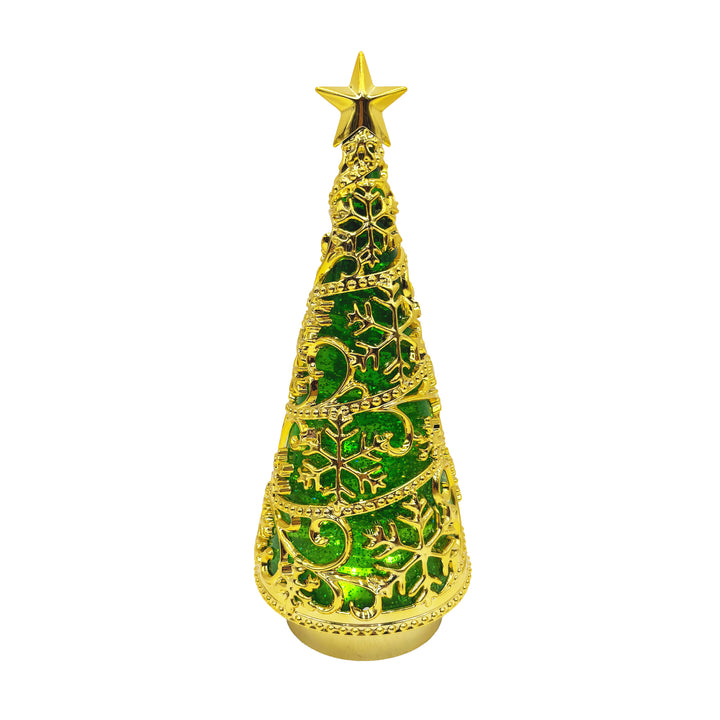 Lit Green and Gold Shimmer Tree