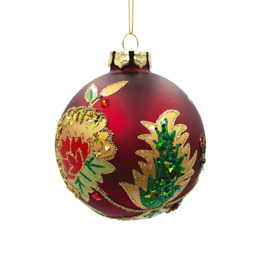 Ball Ornament with Hydrangea Design & Gems