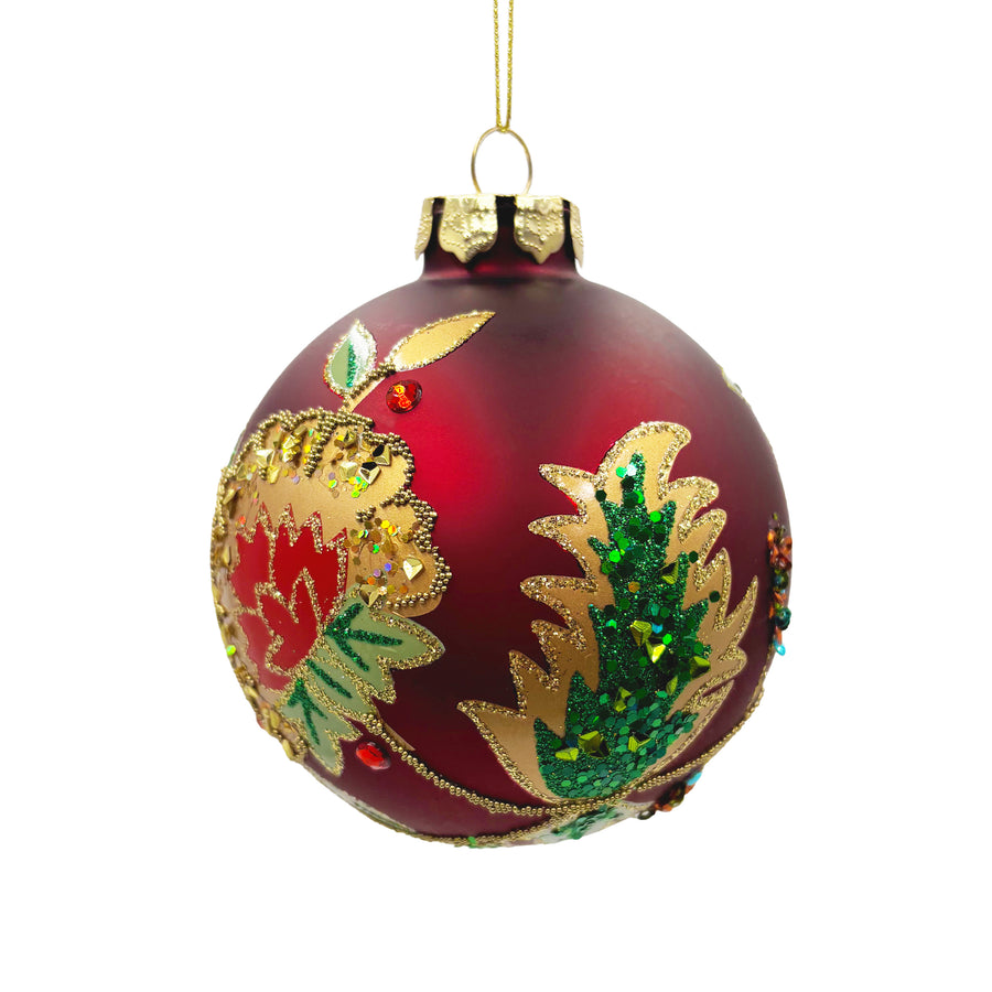 Ball Ornament with Hydrangea Design & Gems