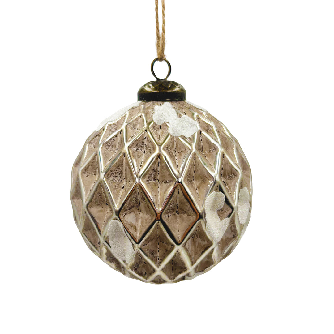 Silver Diamond Design Ball Ornament