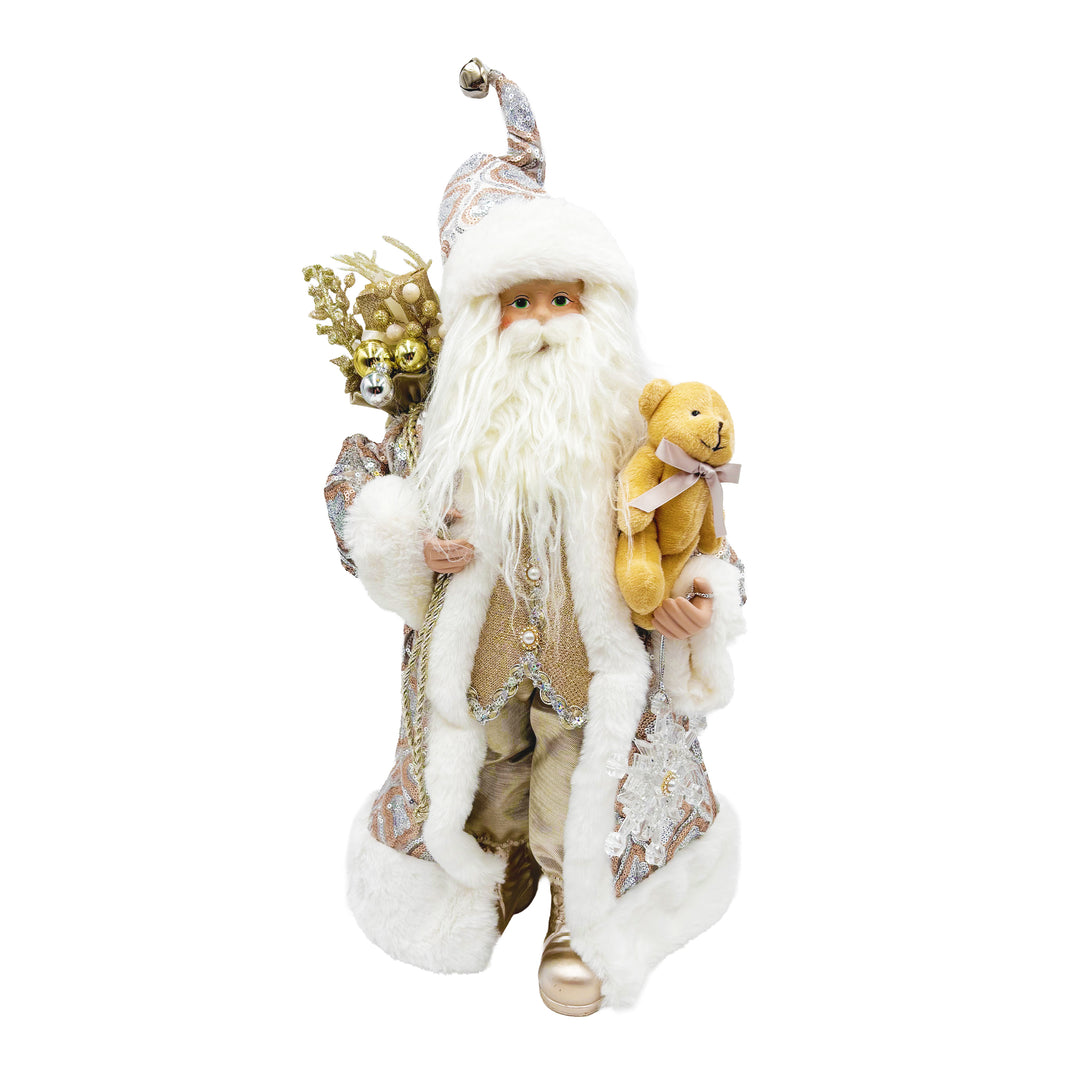 Grey & Rose Fabric Santa with Gift Bag