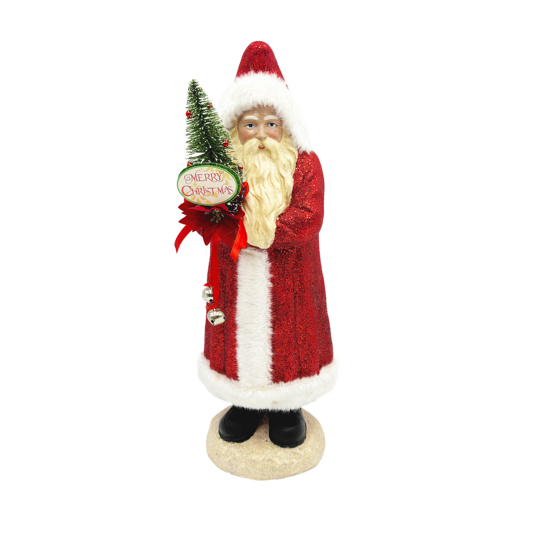 Santa Holding Sisal Tree & Silver Bells