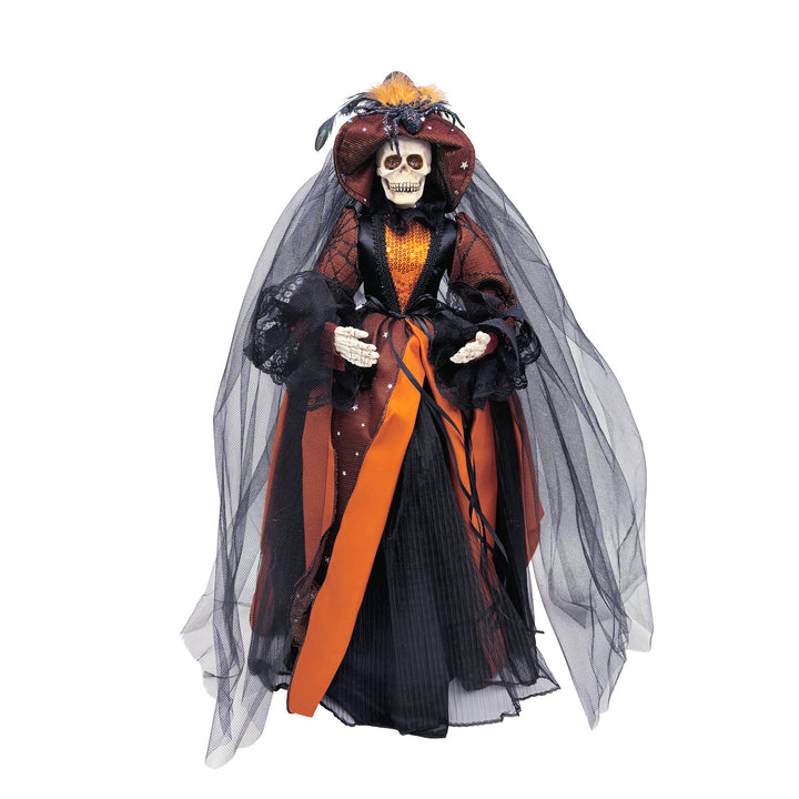 Witch Doll With Skull Face Orange Dress