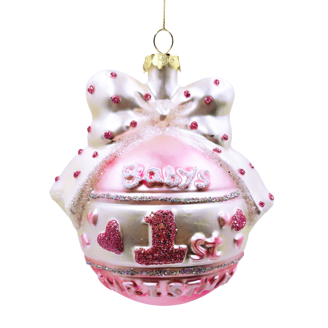 Baby's First Christmas Ball Ornament Pink
