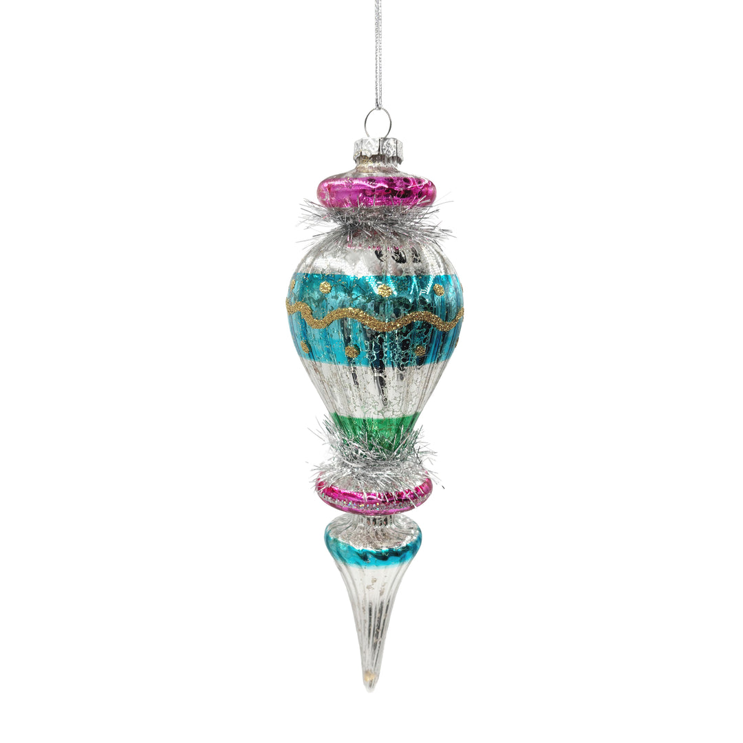 Vintage Icicle Ornament with Tinsel Blue