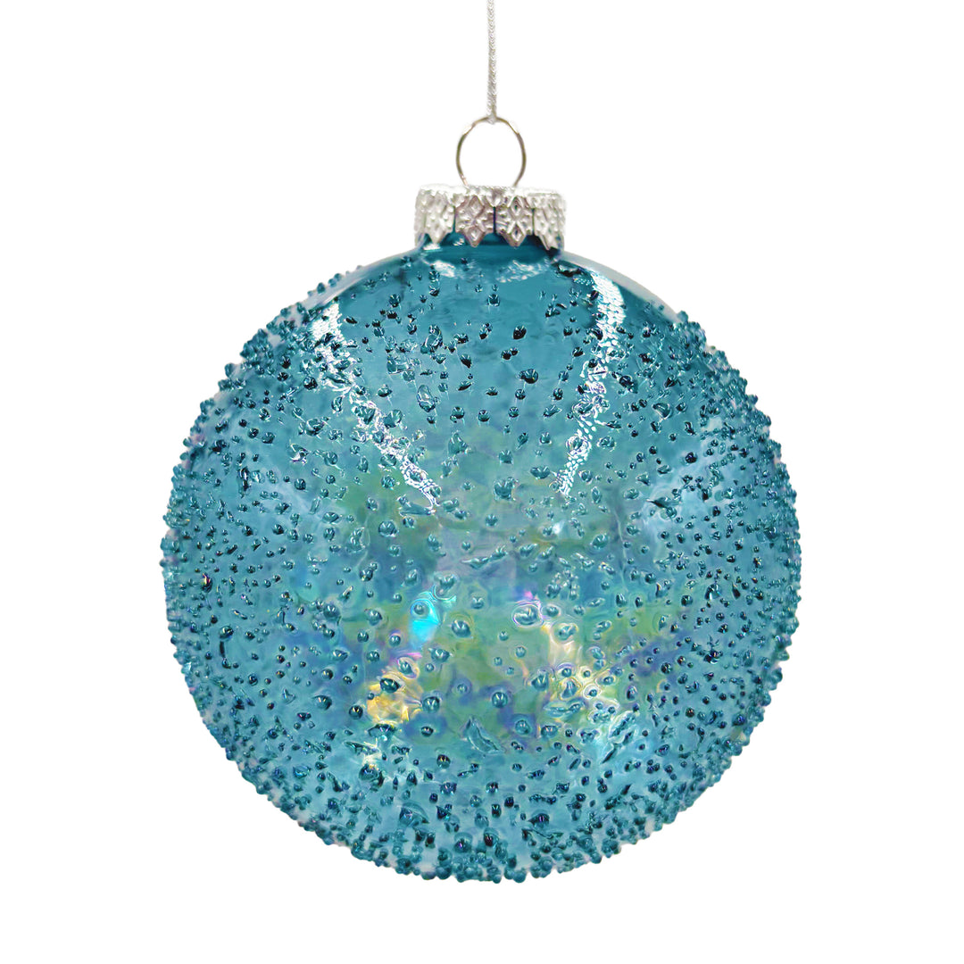 Blue & White Textured Ball Ornament Blue