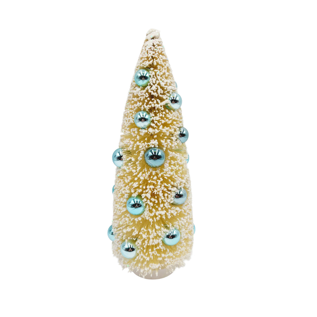 White Sisal Tree with Light Blue Ornaments