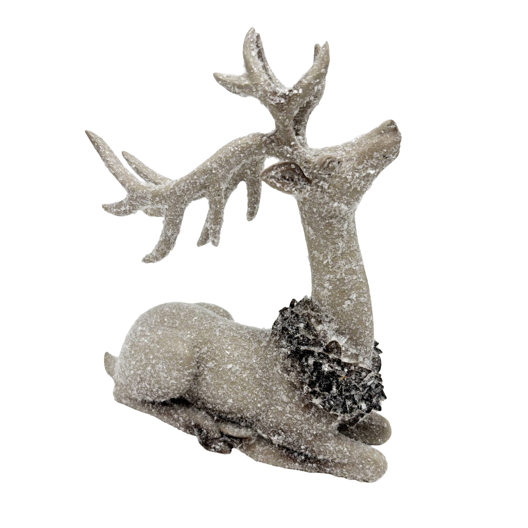 Snowy Woodland Tabletop Deer Lying