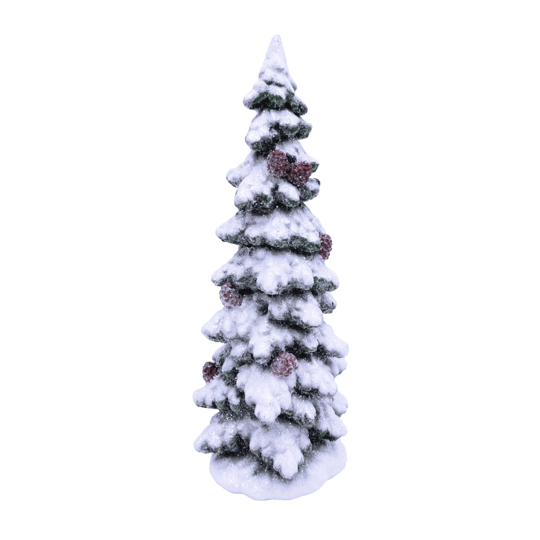 Resin Snowy Tree with Pinecones