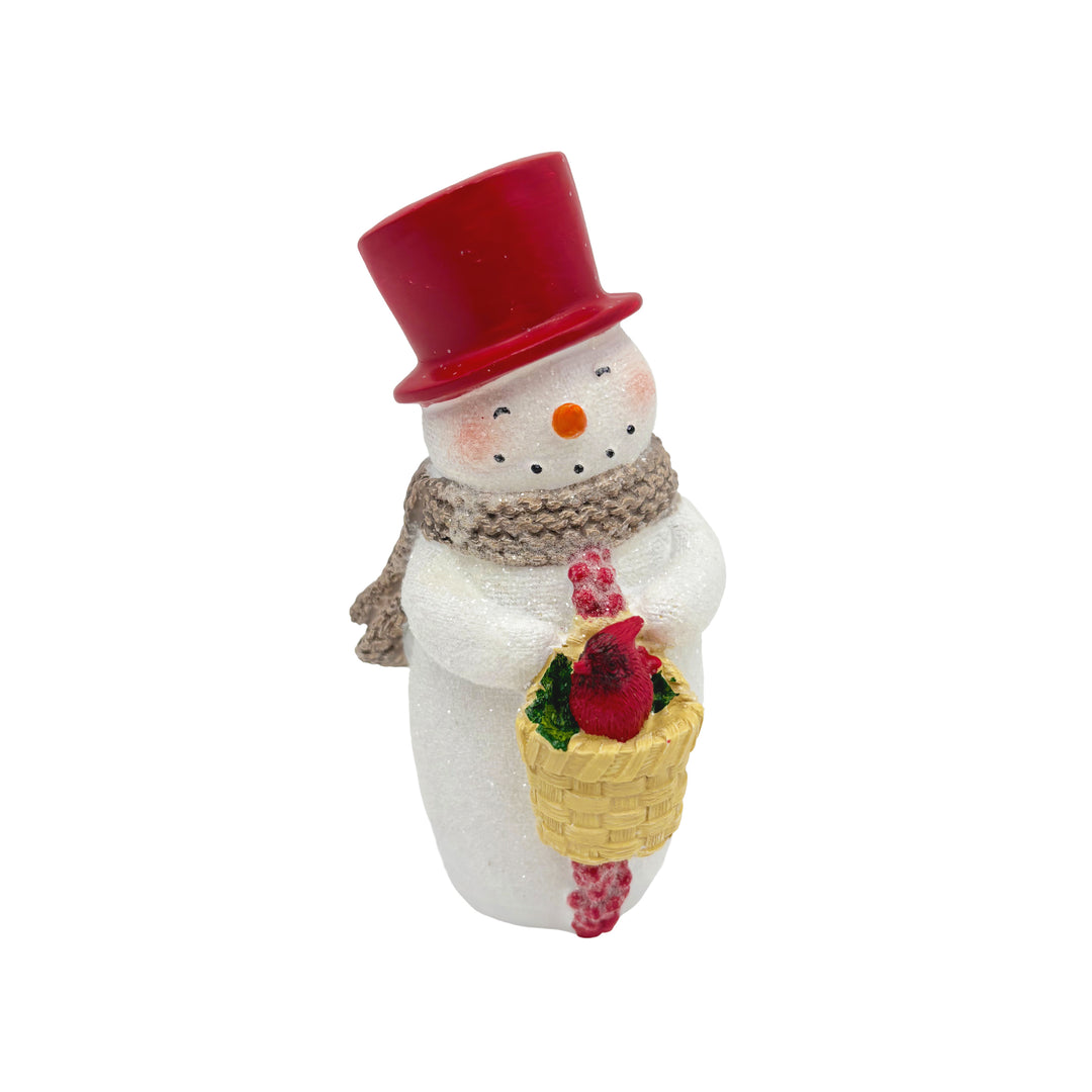 Snowman with Cardinal in Basket