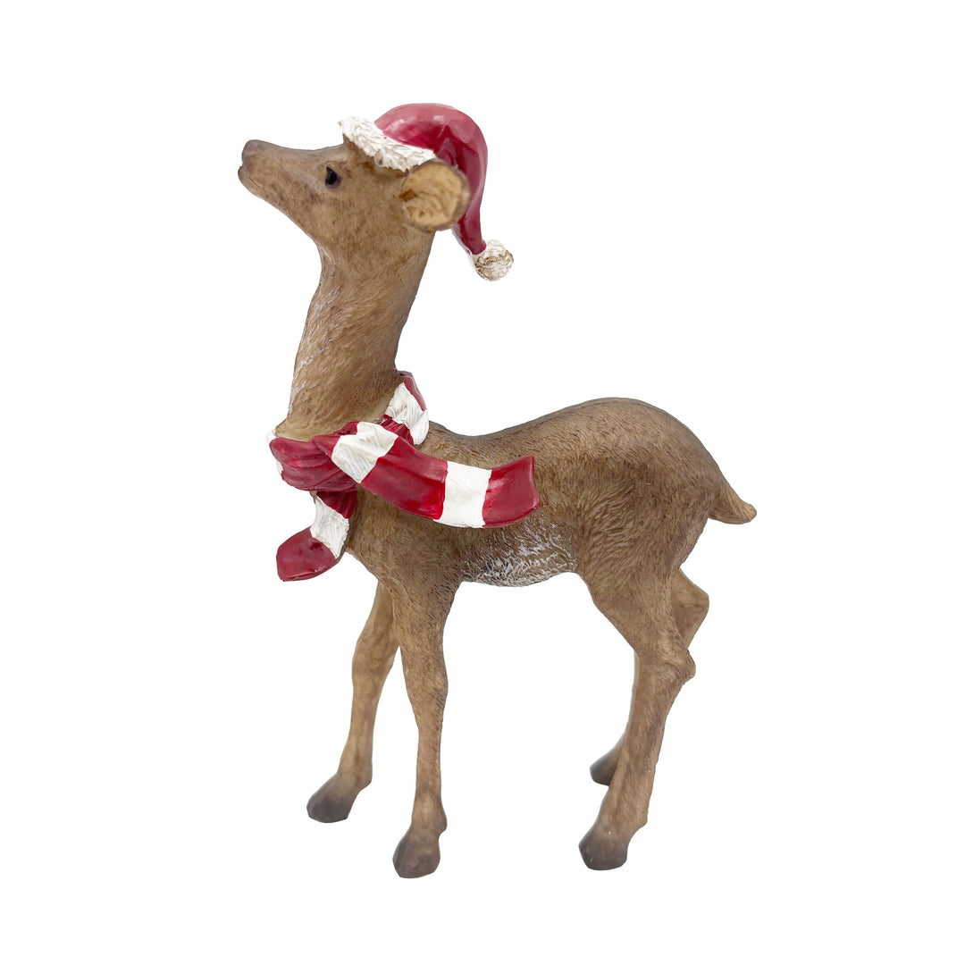 Deer Fawn with Santa Hat Head Up