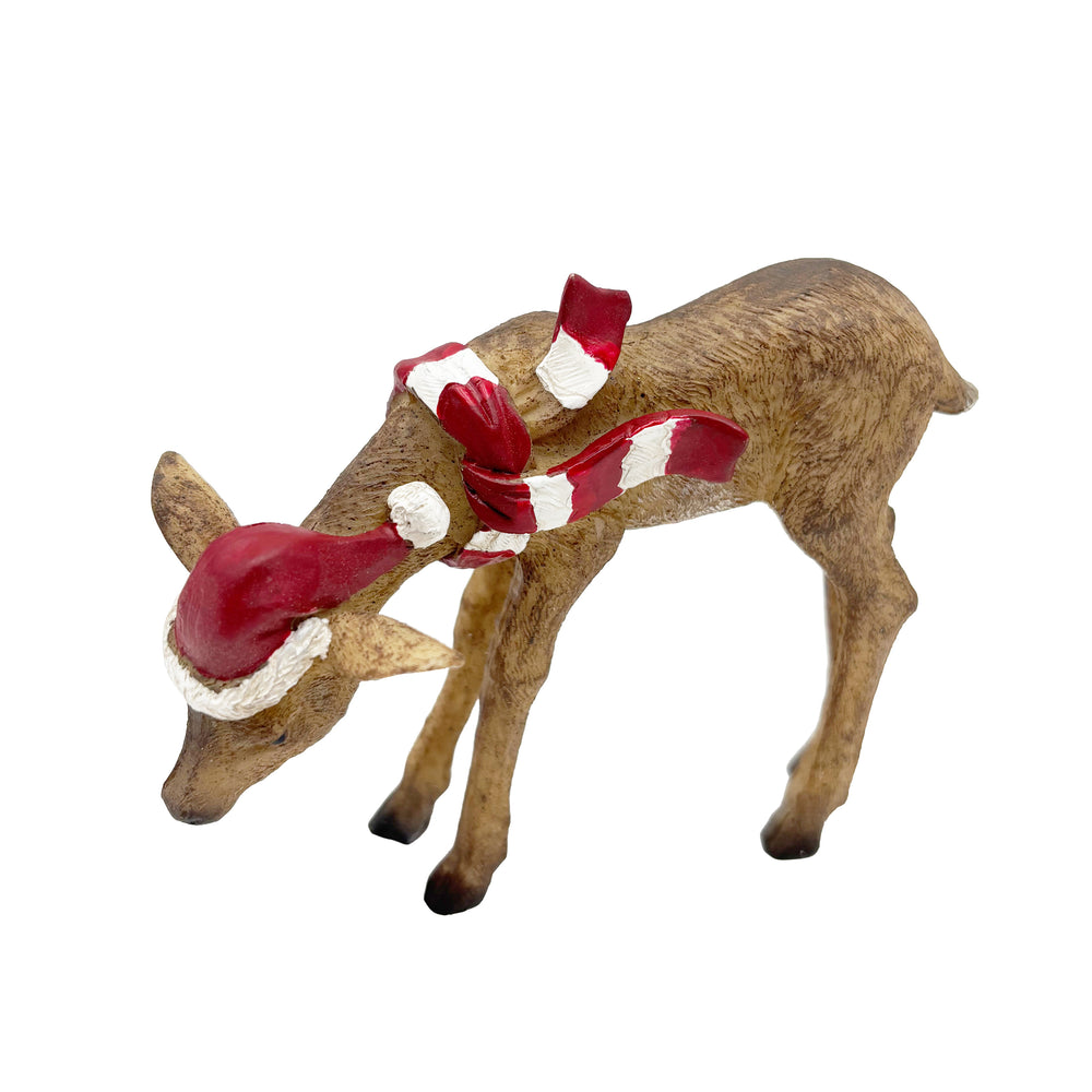 Deer Fawn with Santa Hat Head Down