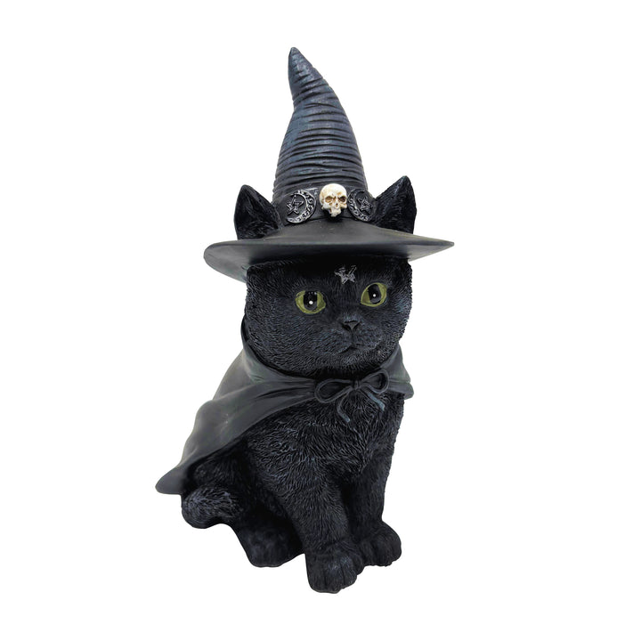 Black Cat with Witch Hat Figurine