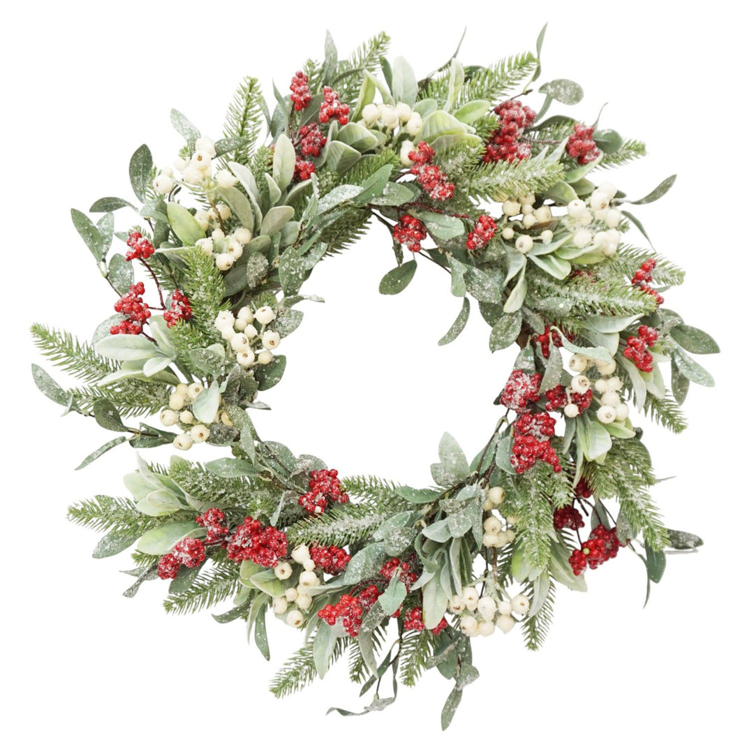 Red Berry & Lamb Ear Wreath